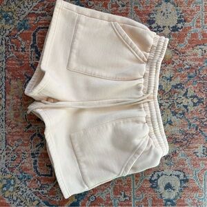 Cream Elastic Waist Shorts